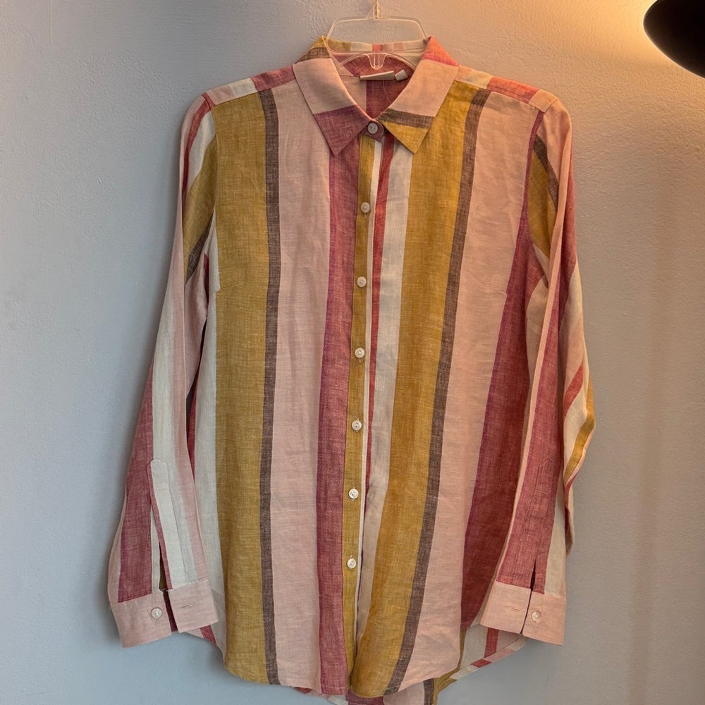 CALLIE LINEN SHIRT CALLAWASSIE CABANA STRIPE size S excellent condition